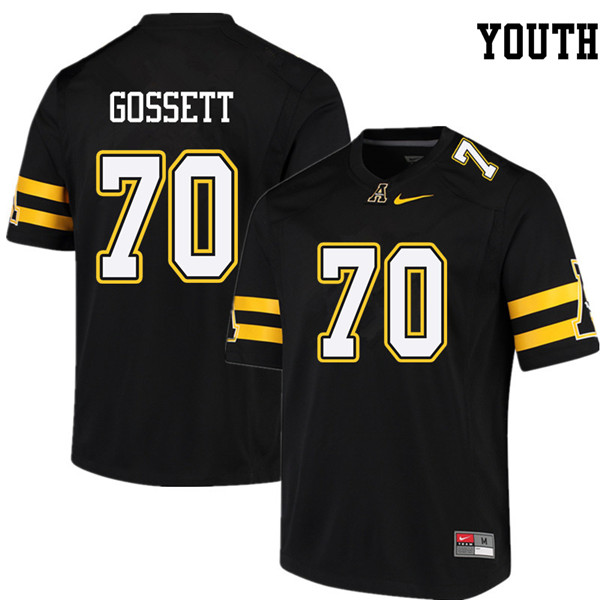 Youth #70 Colby Gossett Appalachian State Mountaineers College Football Jerseys Sale-Black